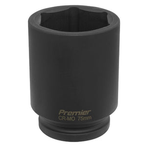 Sealey Impact Socket 75mm 1" Drive Deep (Premier) - 6pt