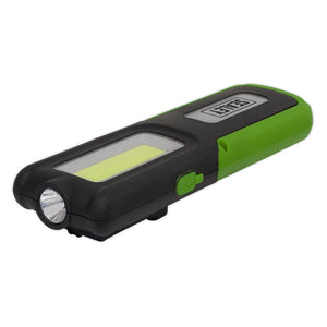 Sealey Rechargeable Inspection Light 5W COB & 3W SMD LED, Power Bank - Green