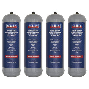Sealey 430g 2.2L, Disposable Argon/Carbon Dioxide Gas Cylinder - Pack of 4