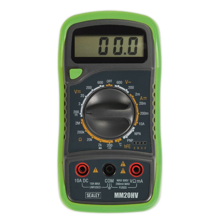 Sealey Digital Multimeter 8-Function, Thermocouple Hi-Vis
