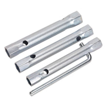 Load image into Gallery viewer, Sealey Spark Plug Box Spanner Set 3pc Long Reach Double End
