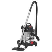 Load image into Gallery viewer, Sealey Vacuum Cleaner Industrial Wet &amp; Dry 20L 1250W/230V Stainless Drum
