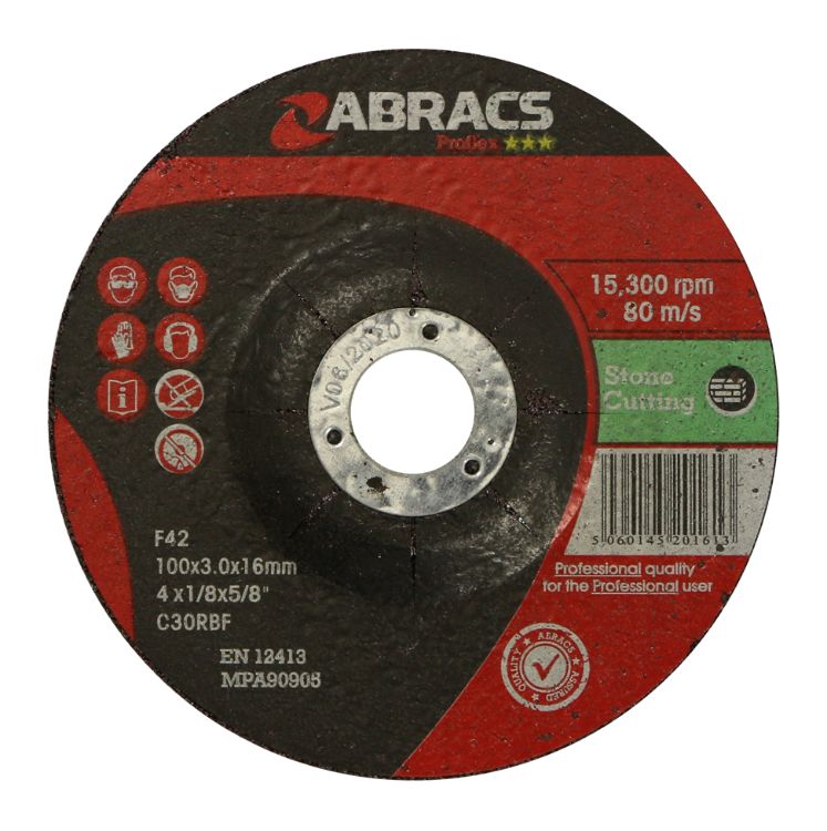 Abracs Proflex Cutting Disc 100mm x 3mm x 16mm DPC Stone