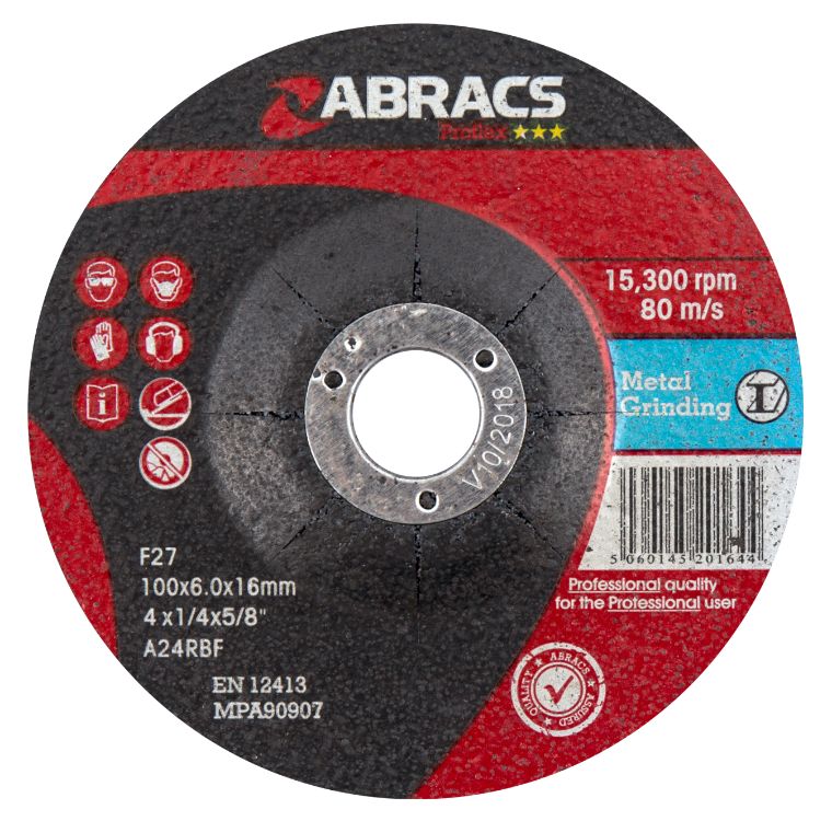 Abracs Proflex 100mm x 6mm x 16mm DPC Metal Grinding Disc