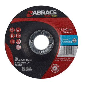Abracs Proflex 115mm x 6mm x 22mm DPC Metal Grinding Disc