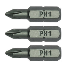 Load image into Gallery viewer, Teng Bit PH1 25mm Long 1/4" Hex Drive 3pcs
