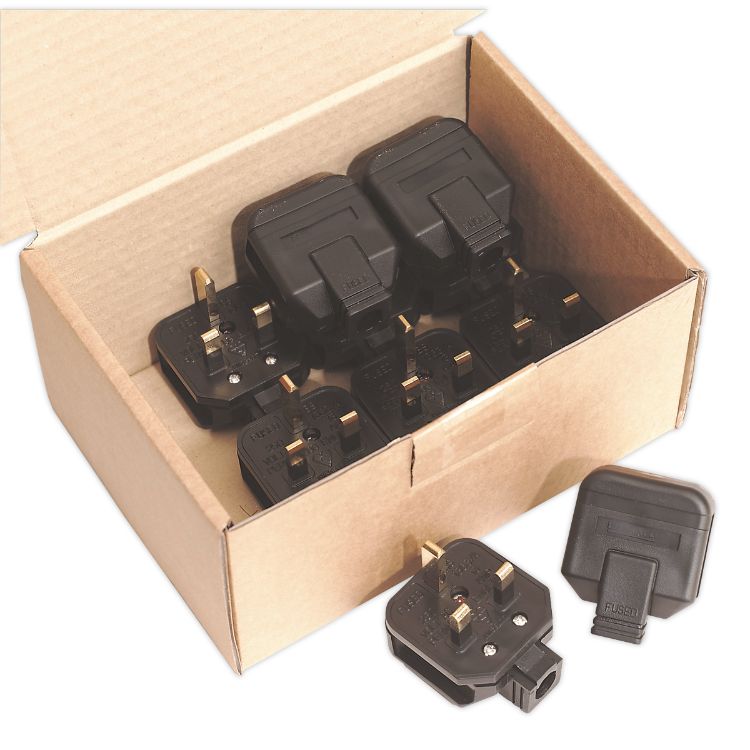 Sealey Black 13A Heavy-Duty Plug - Pack of 10