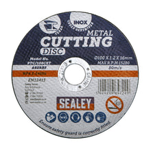 Load image into Gallery viewer, Sealey Cutting Disc 100mm (4&quot;) x 1.2mm - 16mm Bore
