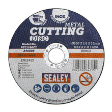Load image into Gallery viewer, Sealey Cutting Disc 100mm (4&quot;) x 1.6mm - 16mm Bore
