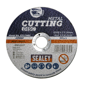 Sealey Cutting Disc 100mm (4") x 3mm - 16mm Bore