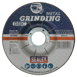 Sealey Grinding Disc 115mm (4-1/2") x 6mm - 22mm Bore