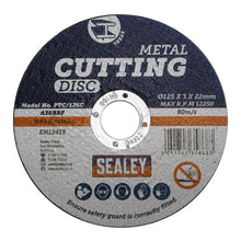 Load image into Gallery viewer, Sealey Cutting Disc 125mm (5&quot;) x 3mm - 22mm Bore
