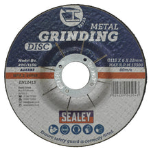 Load image into Gallery viewer, Sealey Grinding Disc 115mm x 6mm - 22mm Bore - Pack of 12
