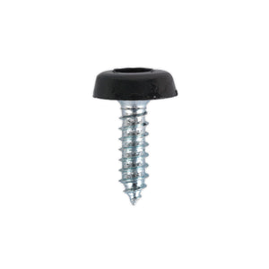 Sealey Numberplate Screw Plastic Enclosed Head 4.8 x 18mm Black - Pack of 50