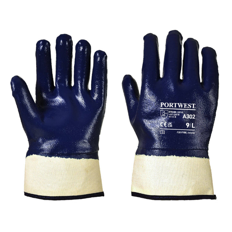 Portwest Fully Dipped Nitrile Safety Cuff Navy A302
