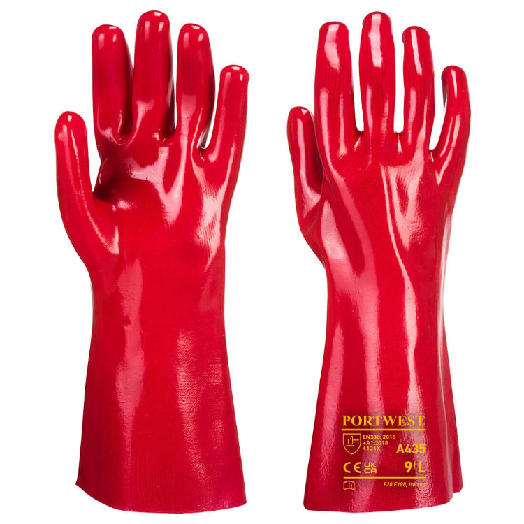 Portwest Grip 12 PVC Gauntlet 35cm Red A435