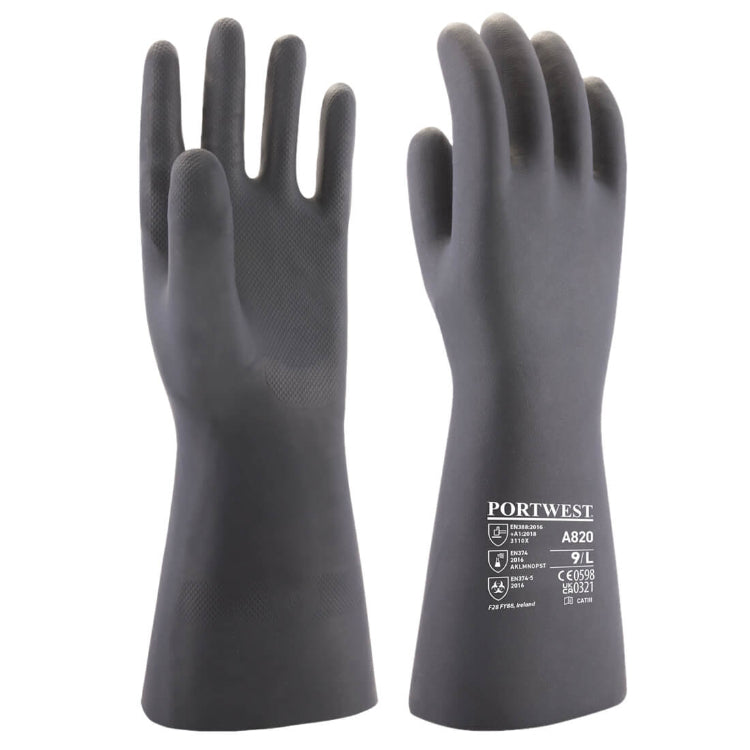 Portwest Neoprene Chemical Gauntlet Black A820