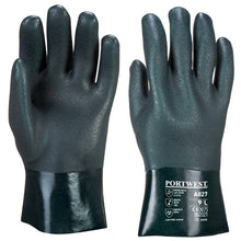 Load image into Gallery viewer, Portwest Double Dipped PVC Gauntlet 27cm Green A827
