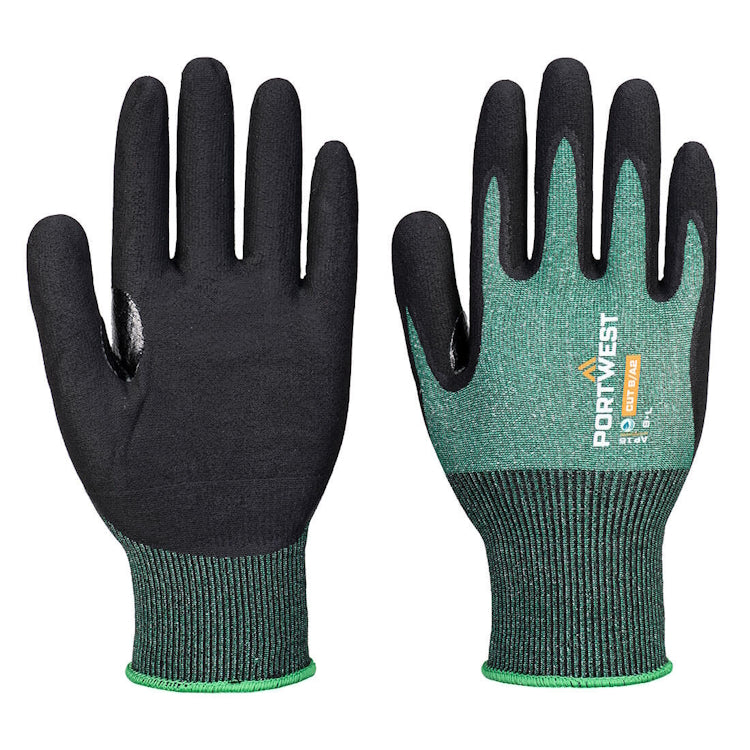 Portwest SG Cut B18 Eco Nitrile Glove Green/Black AP15 - Pack of 12 Pairs