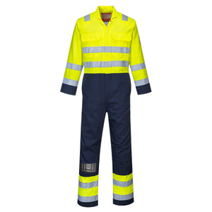 Portwest Bizflame Work Hi-Vis Anti-Static Coverall Yellow/Navy BIZ7
