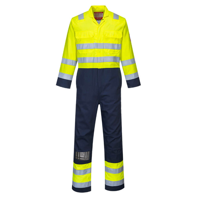 Portwest Bizflame Work Hi-Vis Anti-Static Coverall Yellow/Navy BIZ7