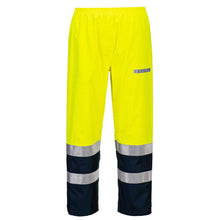 Load image into Gallery viewer, Portwest Bizflame Rain+ Hi-Vis Light Arc Trousers Yellow/Navy FR410
