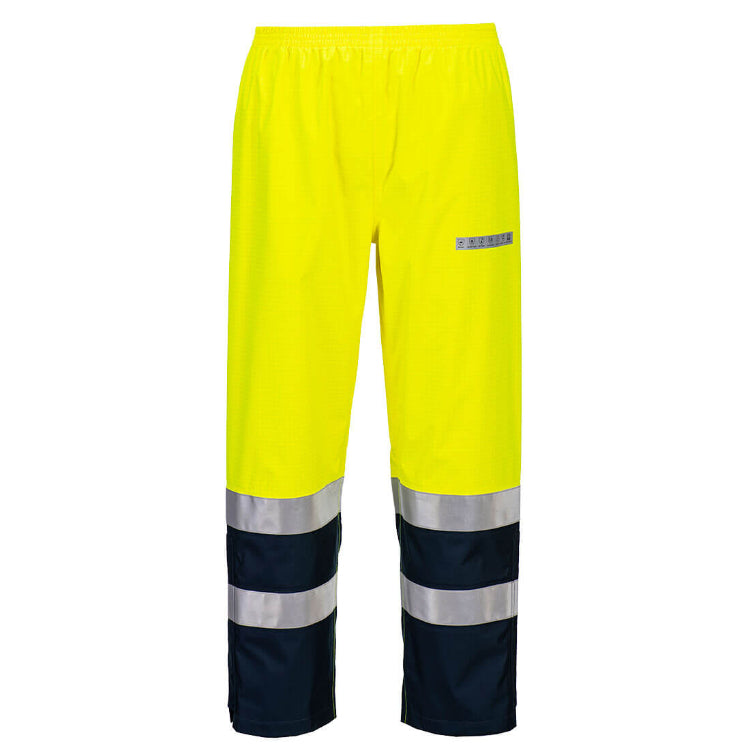 Portwest Bizflame Rain+ Hi-Vis Light Arc Trousers Yellow/Navy FR410