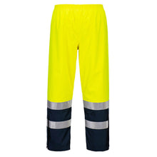 Load image into Gallery viewer, Portwest Bizflame Rain+ Hi-Vis Light Arc Trousers Yellow/Navy FR410
