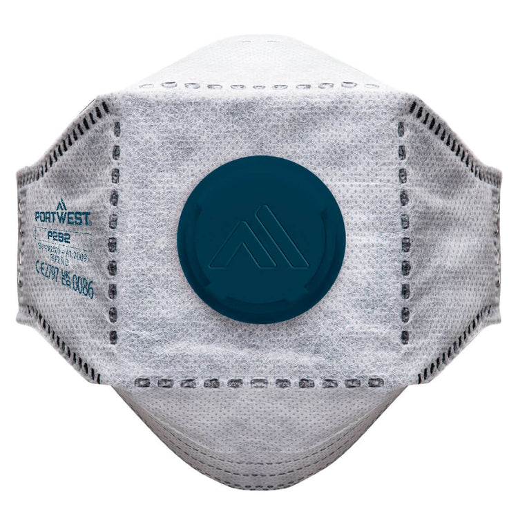 Portwest EAGLE FFP2 Valved Carbon Fold Flat Respirator White P292 - Pack of 10