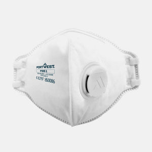Portwest FFP3 Valved Dolomite Fold Flat Respirator White P351 - Pack of 20