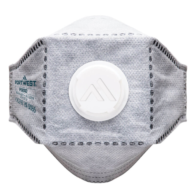Portwest EAGLE FFP3 Valved Carbon Fold Flat Respirator White P392 - Pack of 10