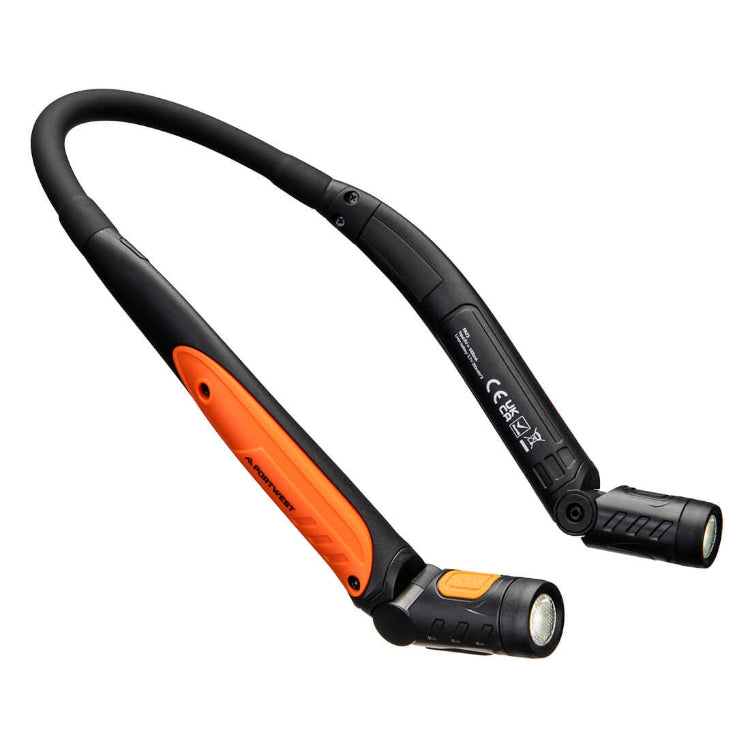Portwest USB Rechargeable LED Neck Light Black/Orange PA73