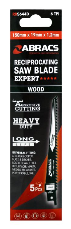 Abracs Wood Reciprocating Saw Blade 150mm x 19mm x 1.2mm