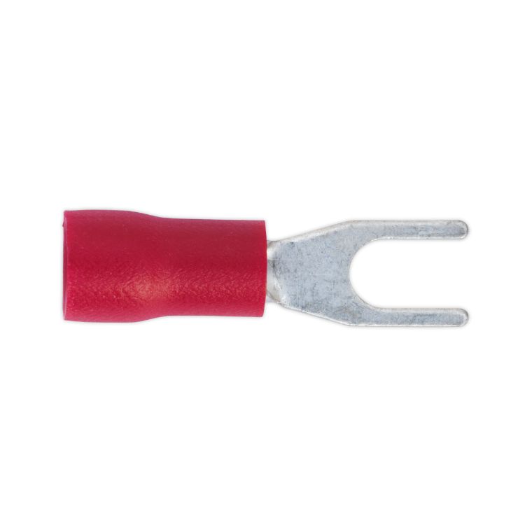 Sealey Easy-Entry Fork Terminal 3.7mm (4BA) Red - Pack of 100