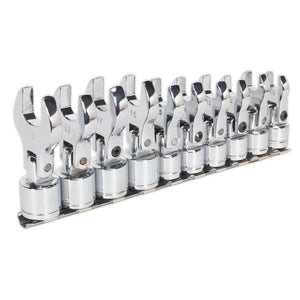 Sealey Flexible Crow's Foot Open-End Spanner Set 10pc 3/8" Drive Metric (Siegen)