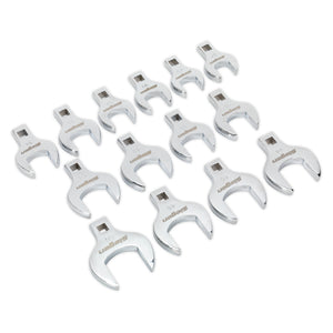Sealey Crow's Foot Open End Spanner Set 14pc 1/2" Drive - Metric (Siegen)