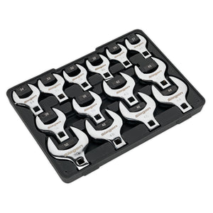 Sealey Crow's Foot Open End Spanner Set 14pc 1/2" Drive - Metric (Siegen)