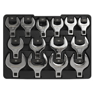 Sealey Crow's Foot Open End Spanner Set 14pc 1/2" Drive - Metric (Siegen)