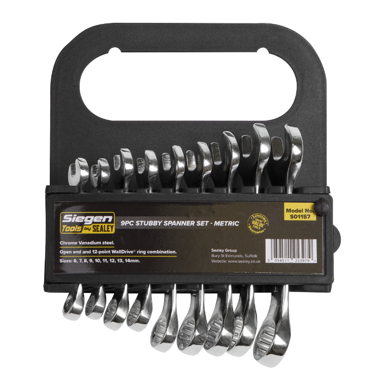 Sealey Stubby Combination Spanner Set 9pc - Metric (Siegen)