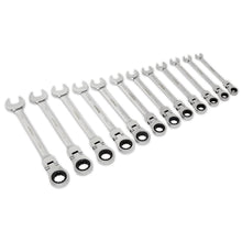 Load image into Gallery viewer, Sealey Flexi-Head Ratchet Combination Spanner Set 12pc Metric (Siegen)
