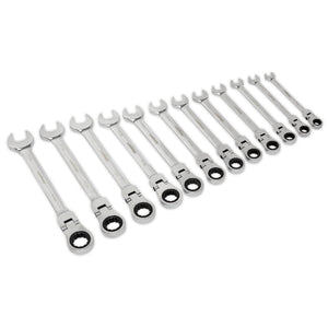 Sealey Flexi-Head Ratchet Combination Spanner Set 12pc Metric (Siegen)