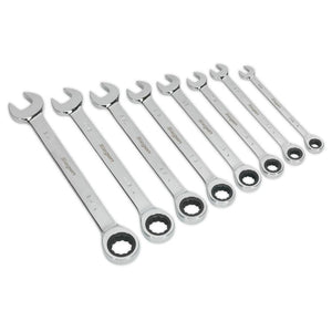 Sealey Combination Ratchet Spanner Set 8pc Imperial (Siegen)