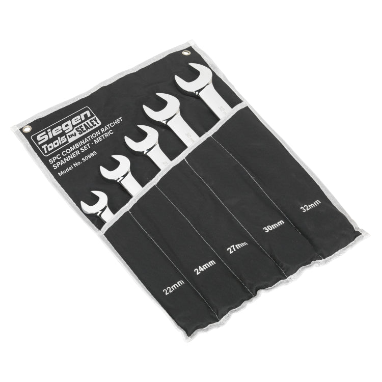 Sealey Combination Ratchet Spanner Set 5pc Metric (Siegen)