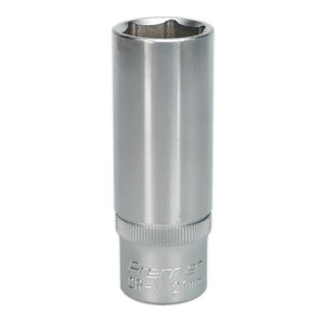 Sealey WallDrive Socket 21mm 1/2" Sq Drive - Deep (Premier) - 6pt