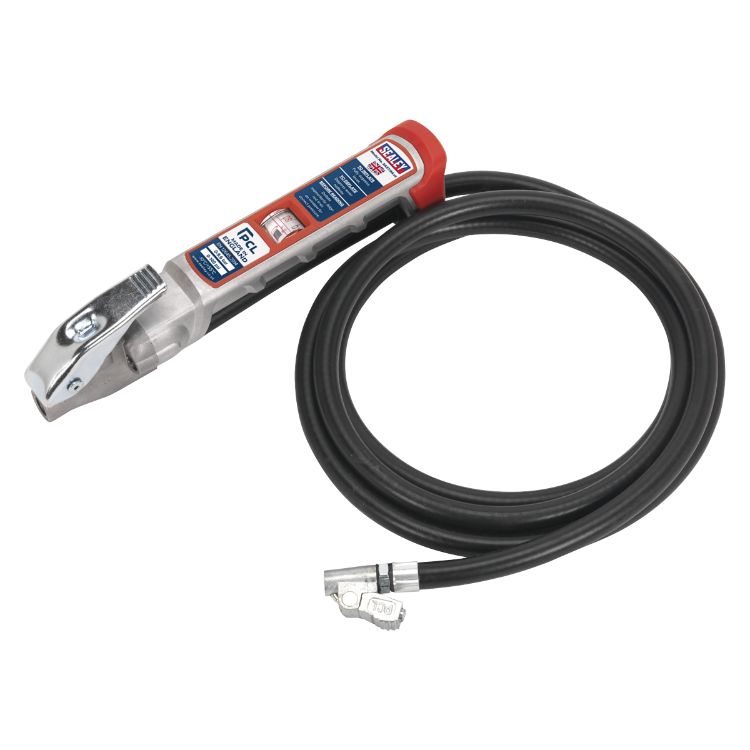 Sealey Professional Tyre Inflator, 2.5M Hose & Clip-On Connector