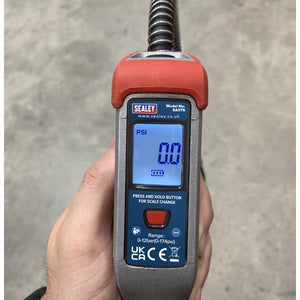 Sealey Digital Tyre Inflator 2.7M Hose, Clip-On Connector