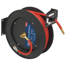 Load image into Gallery viewer, Sealey Retractable Air Hose Metal Reel 10mm ID x 15M - Rubber Hose
