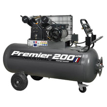 Load image into Gallery viewer, Sealey Air Compressor 200L Belt Drive 3hp, Front Control Panel
