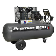 Load image into Gallery viewer, Sealey Air Compressor 200L Belt Drive 3hp, Front Control Panel

