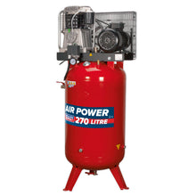Load image into Gallery viewer, Sealey Air Compressor 270L Vertical Belt Drive 7.5hp 3ph 2-Stage, Cast Cylinders
